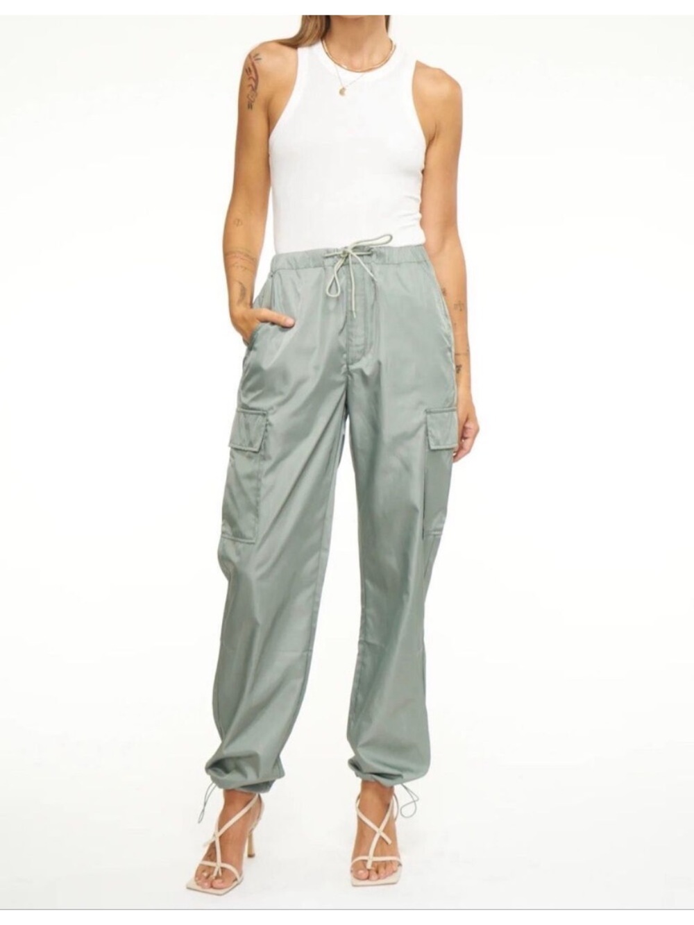 Anthropologie pistola Sage Green Cargo Joggers with Drawstring